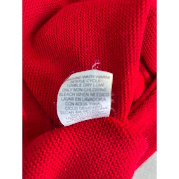 Vintage Izod Red Cardigan Sweater M Acrylic U.S.A. Woman Missing Button - Picture 10 of 10